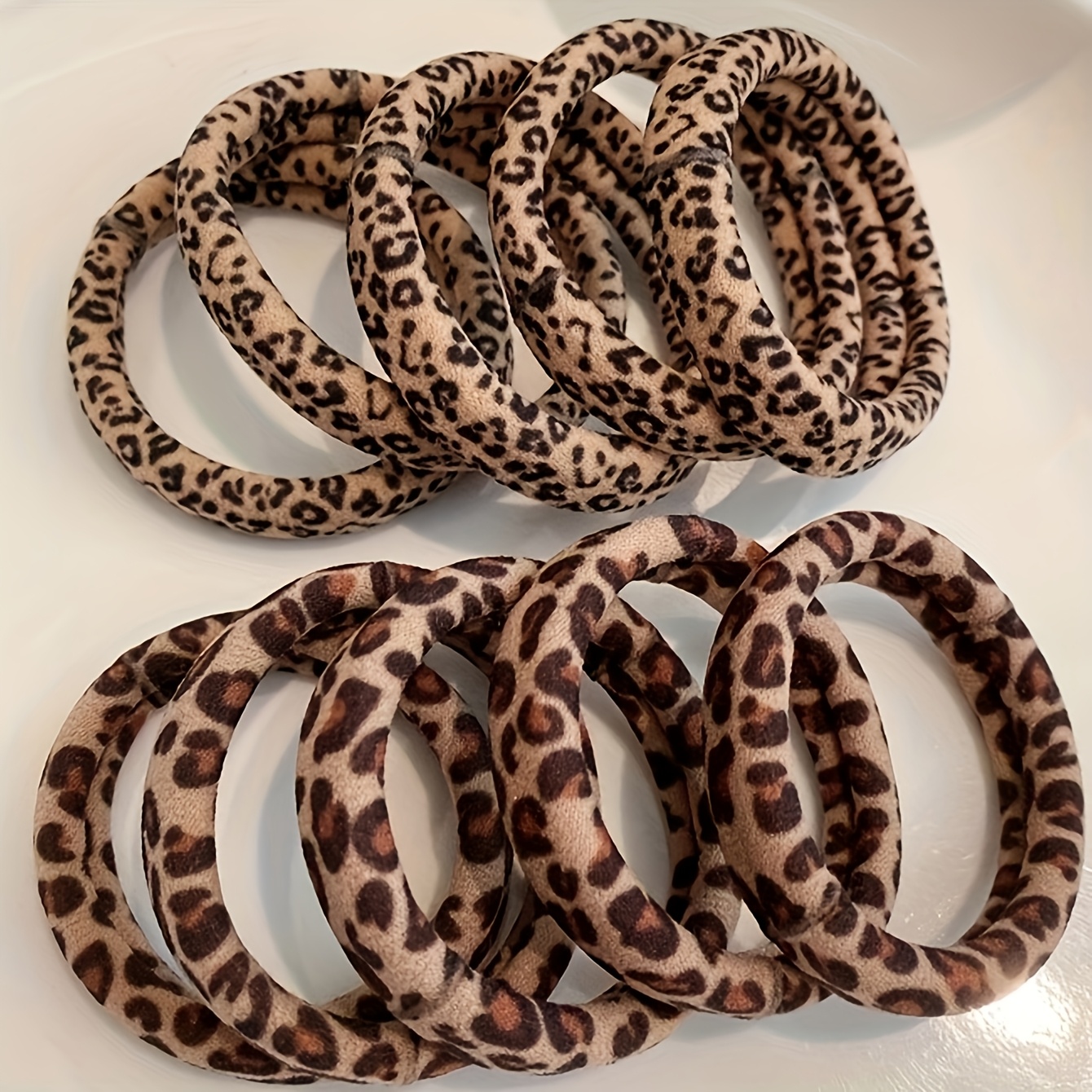 10-pack Women's Fashion High-stretch Leopard Print Hair Ties, Vintage Ponytail And Bun Elastic Bands, Stylish And Versatile Everyday Basic Hair Accessories