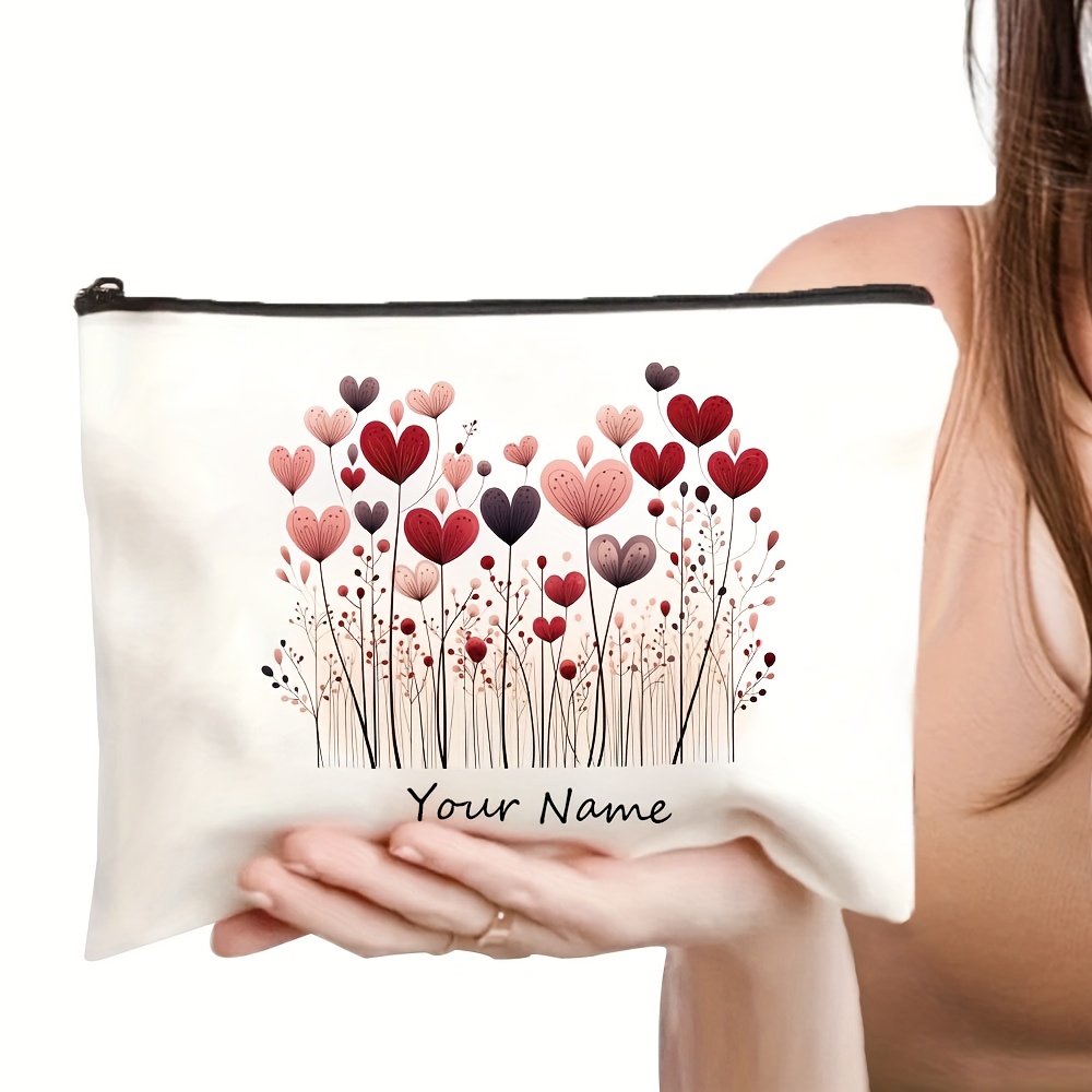 TEMU Sac de Cosmétique personnalisé vintage inspirant avec motif floral de cœur - Sac - Trousse de toilette - Étui à crayons - , parfait pour les