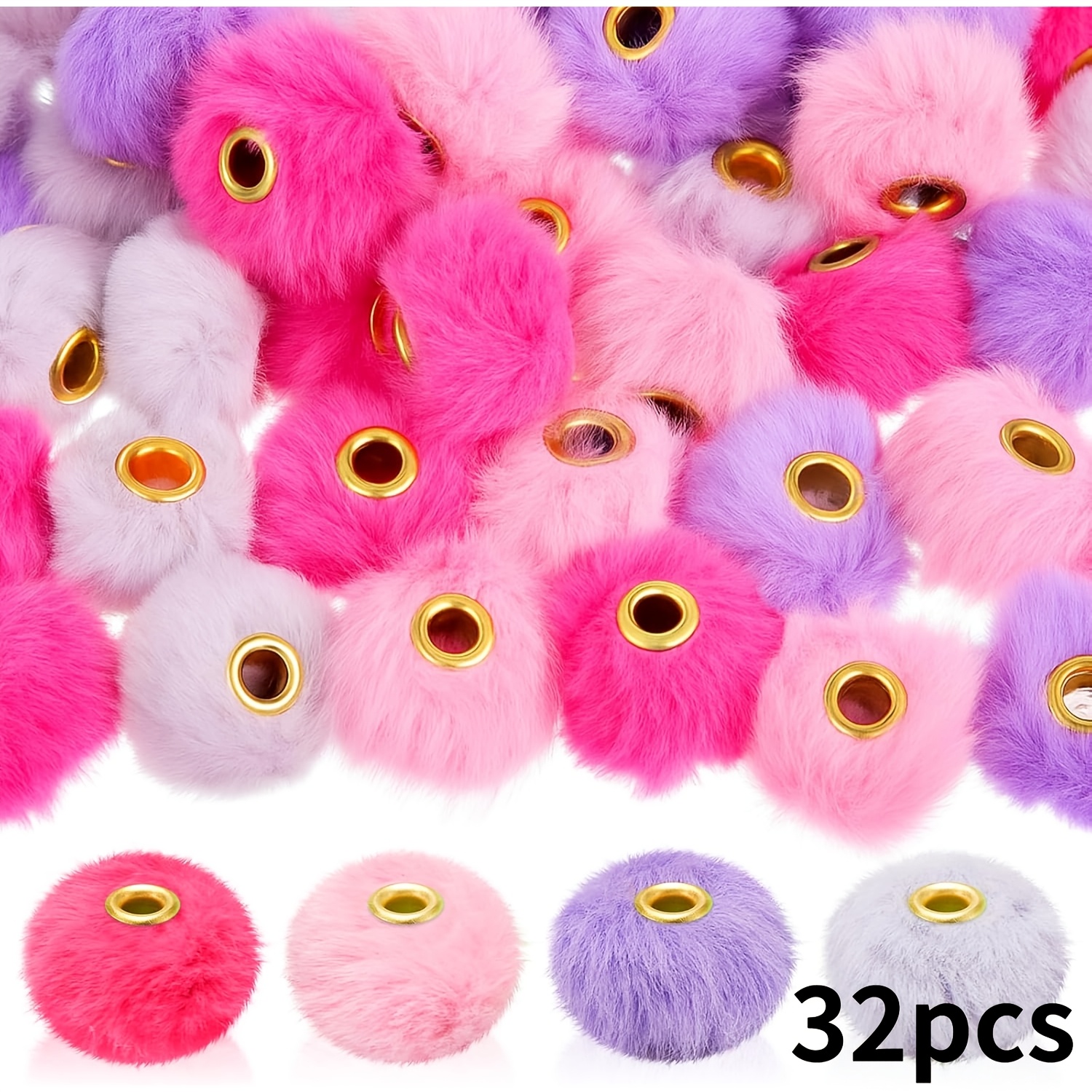 Image of 32/55pcs Pcs Faux Fur Balls, Sensory Craft Kit, Diy Cozy Keychain& Winter Hat Decor, Mixed Colors For Relaxing Handmade Projects