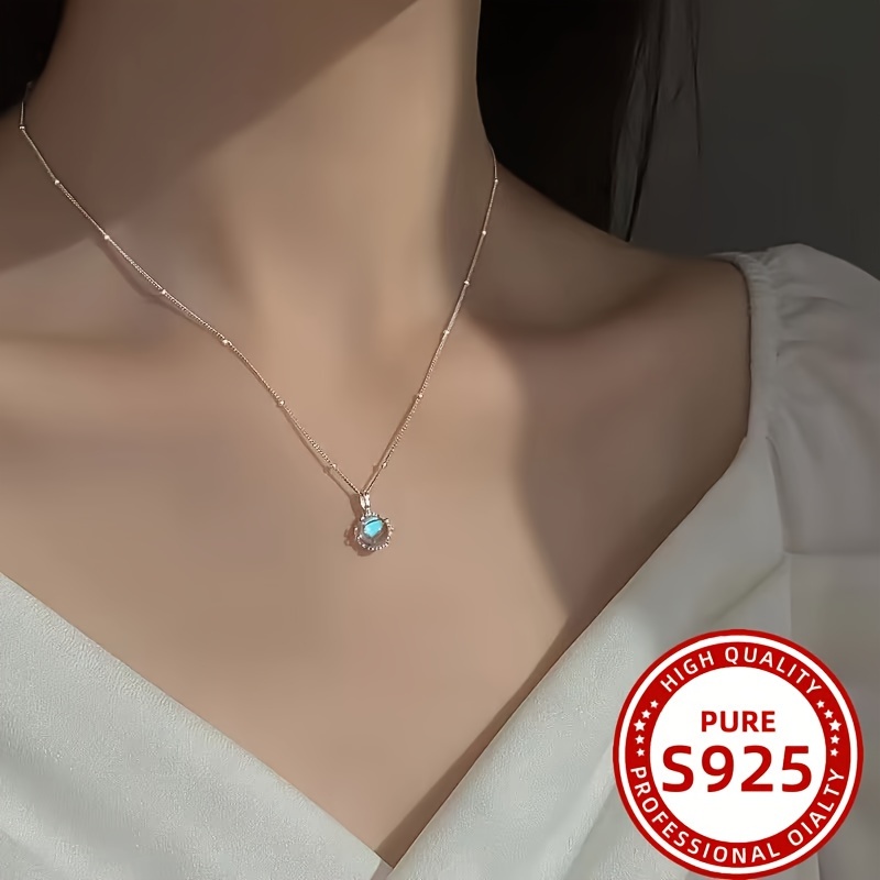 

S925 Sterling Silver Pendant Necklace, Elegant & Sexy Style, Luxurious Fashion Jewelry Gifts For Women