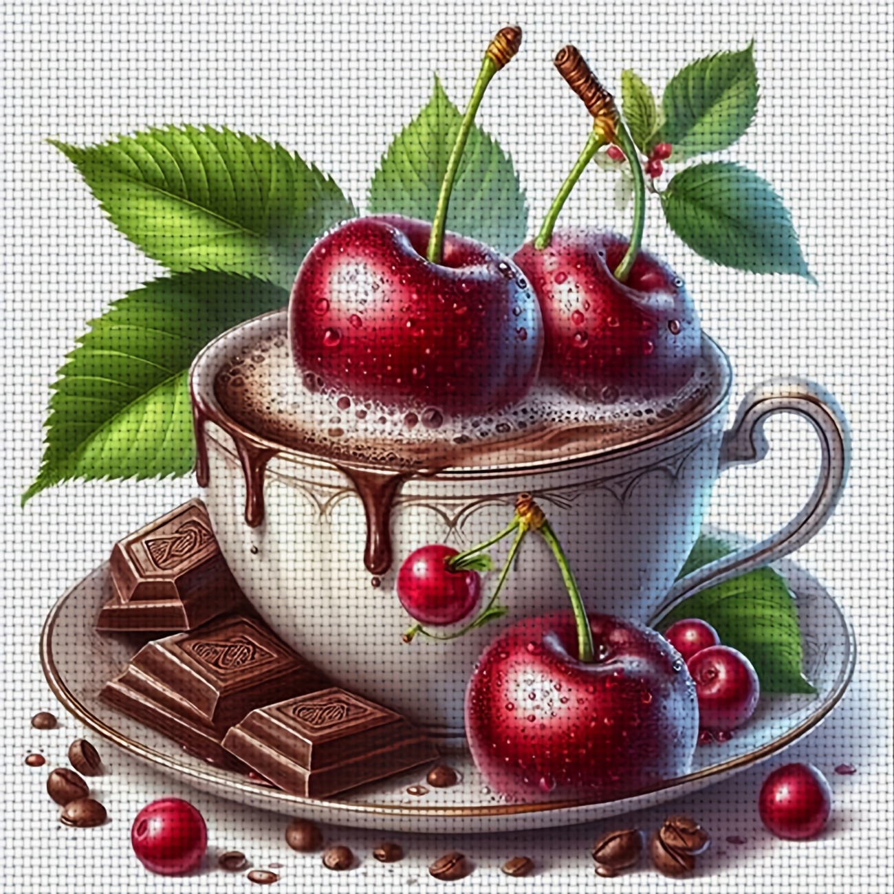 TEMU 1 pièce Kit d'Impression de Point de Croix DIY, Cadre, Design "Chocolat dans une Tasse", Parfait pour de Loisir Relaxant des Débutants, Vous de