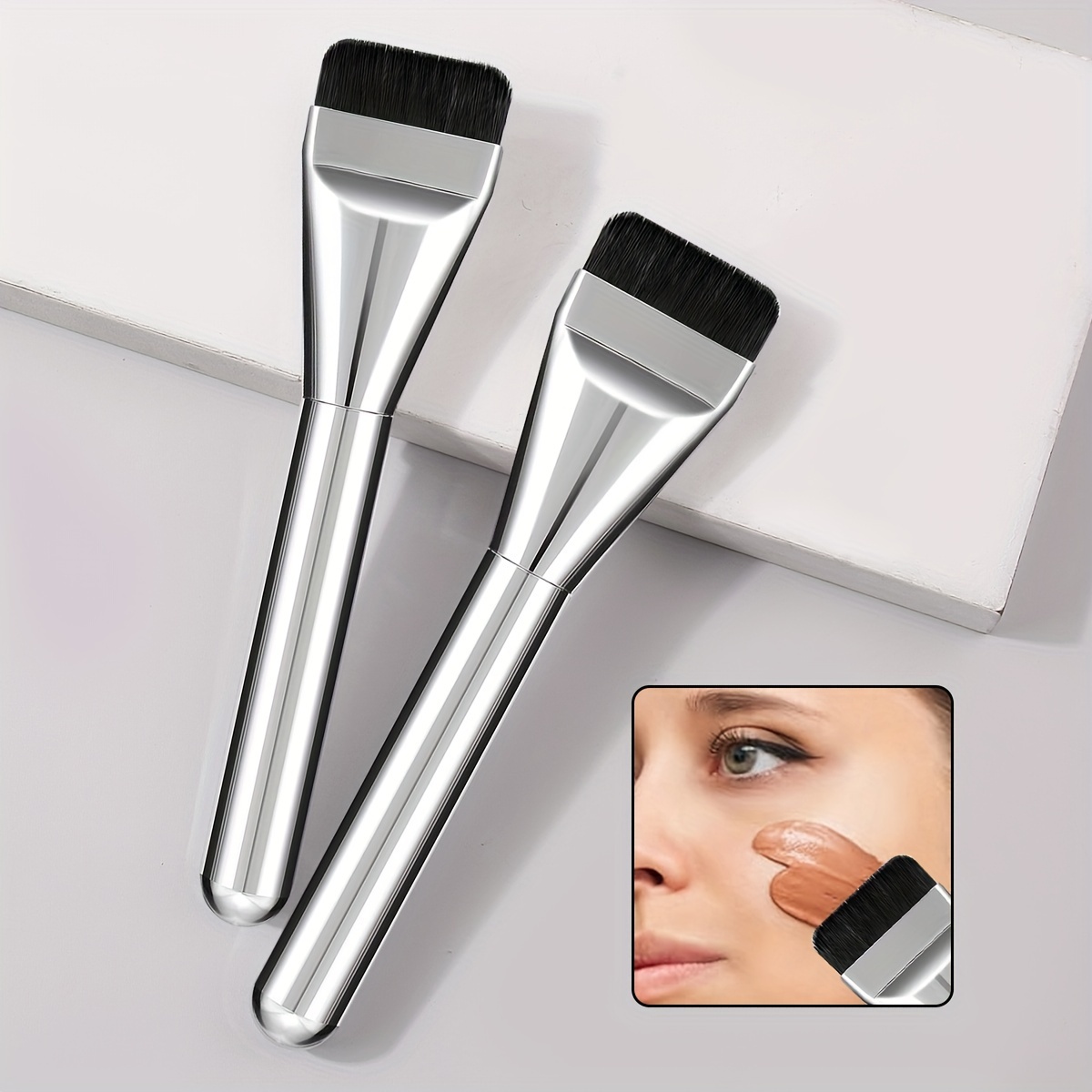 

2pcs Foundation Brush Ultra-thin Traceless Concealer Brush Mask Brush No Tools Makeupbrush