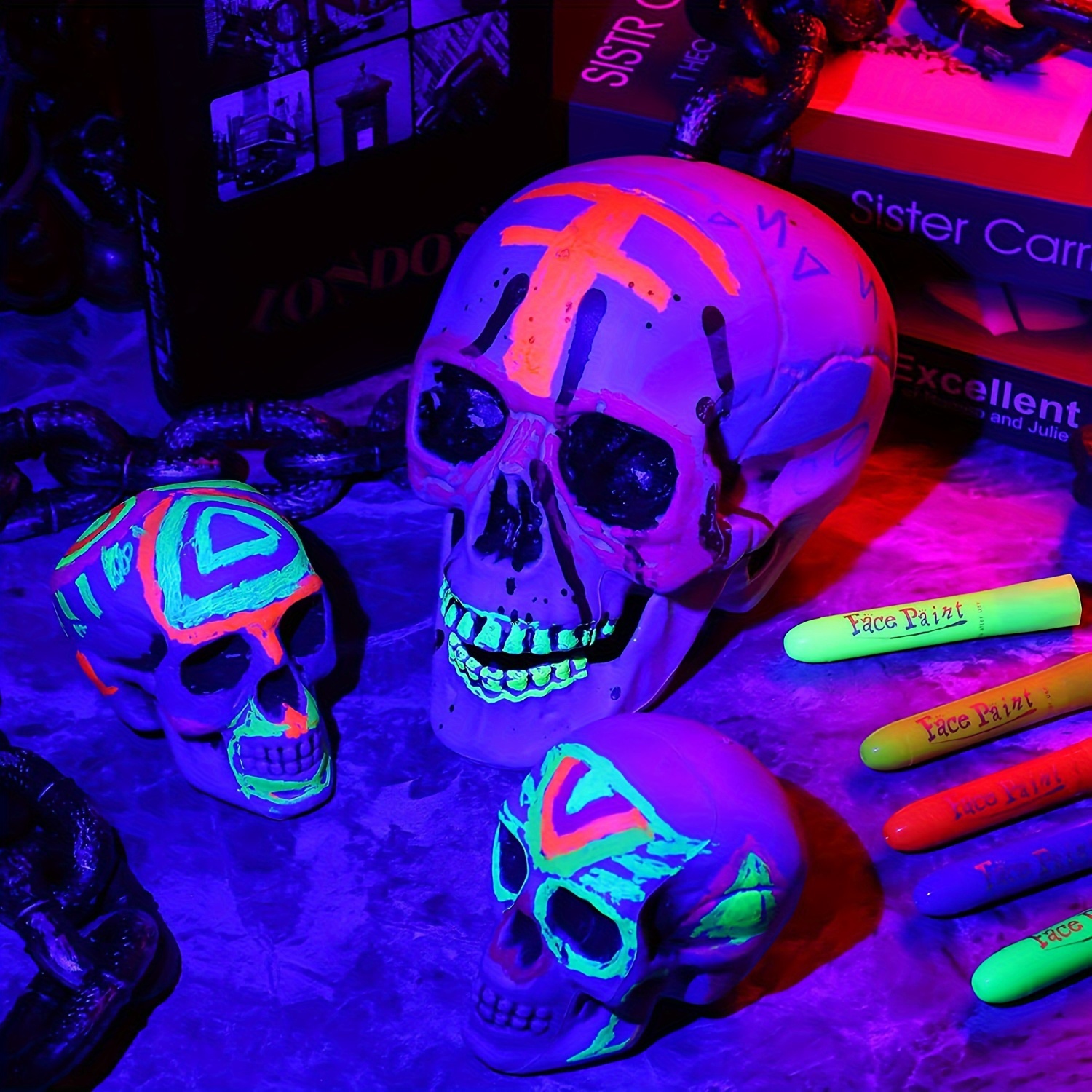 Makeup Black Light Markers For Skin Color Glow In The Black Light UV Face Paint Crayon Markers For Kids