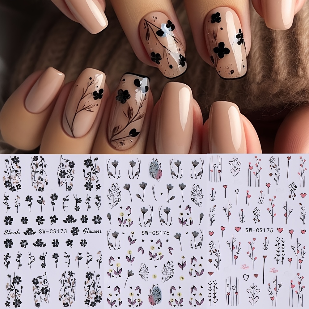 3 Sheets Of Floral Vine Minimalist Stickers Sw-cs173+175+176