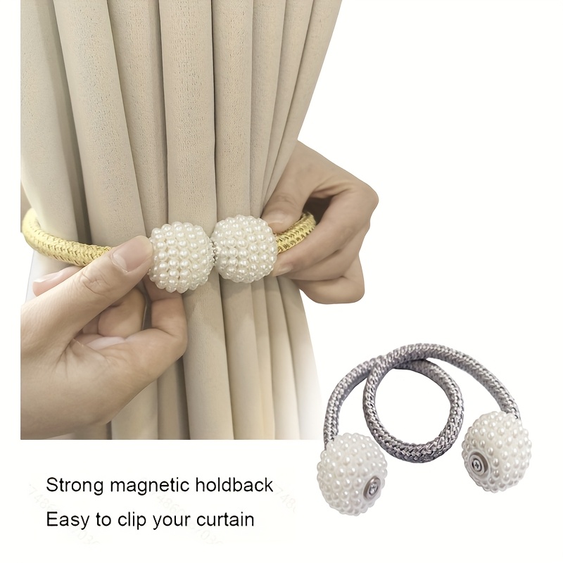 Magnetische Vorhang-Raffhalter 6er Set – Seilhalter In Beige, Starke Magnete, Länge 47 Cm, Für Alle Vorhänge