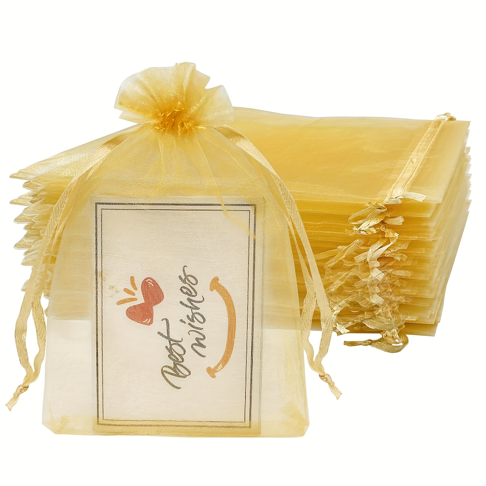 TEMU 15 Sacs Cadeaux Extra-larges en Organza Transparent de Couleur Unie 10x14 Pouces, Convient pour Sacs à Bijoux, Fêtes, , Sacs de Présentation