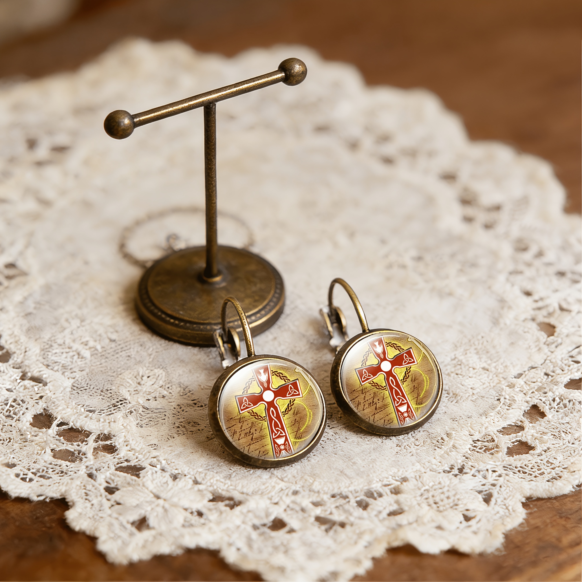 2pc Cyan Round Classical Earrings Set