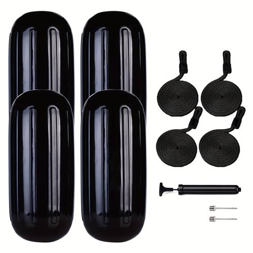 boat fenders 10 x 28 hole through middle ribbed uv resistant boat fender 4pcs set
