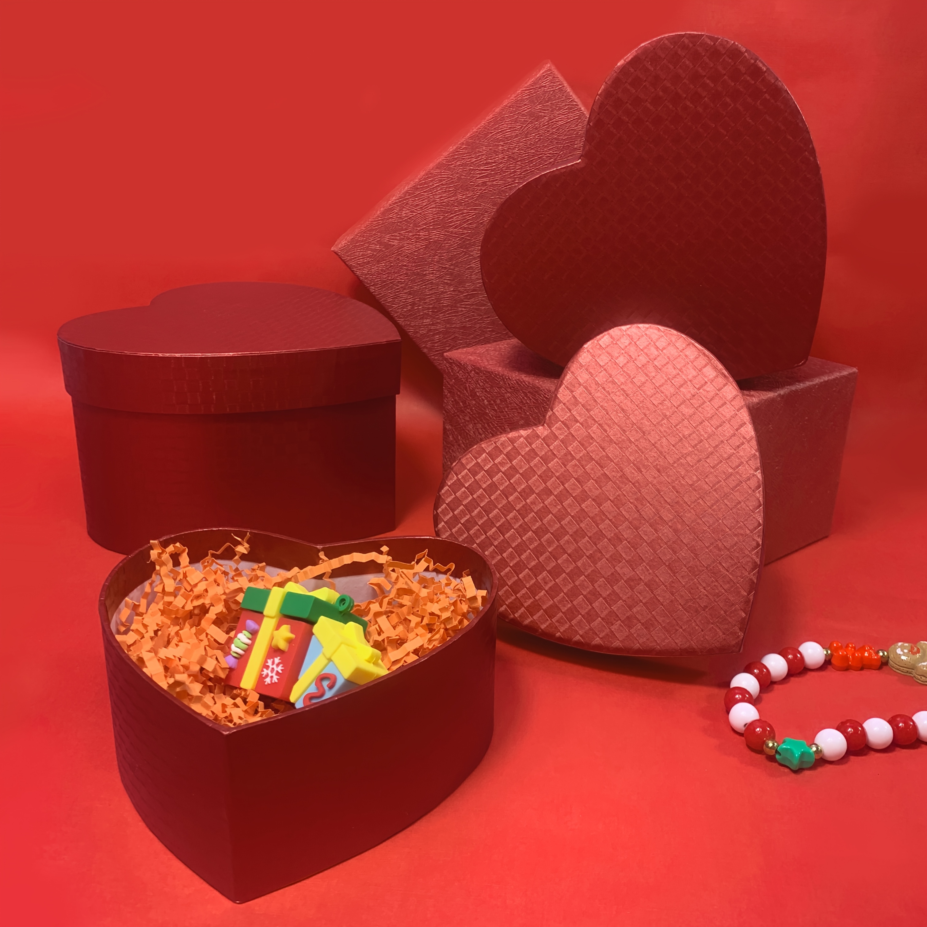 

Valentine's Day Heart-shaped Set Of 3 Gift Storage Boxes