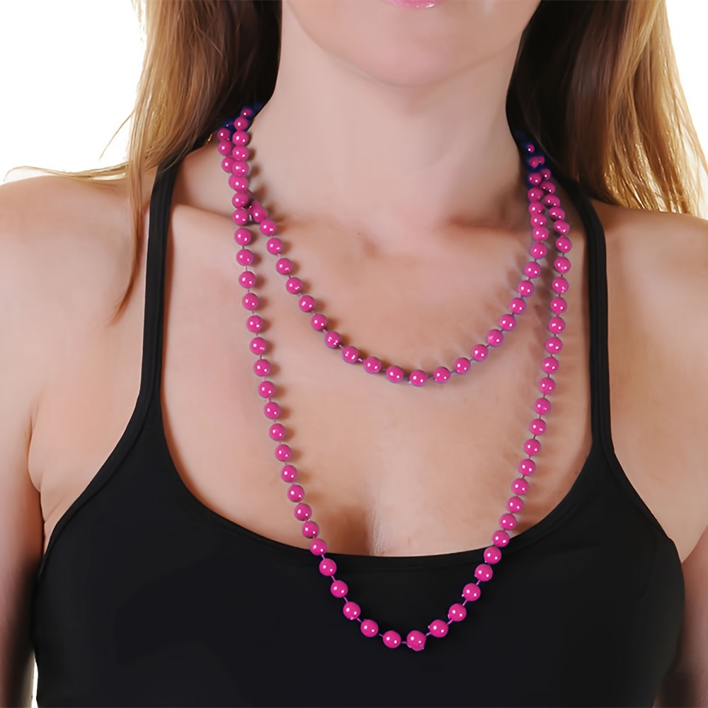 70s 80s neon beaded necklace neon link bead chain plastic - Temu