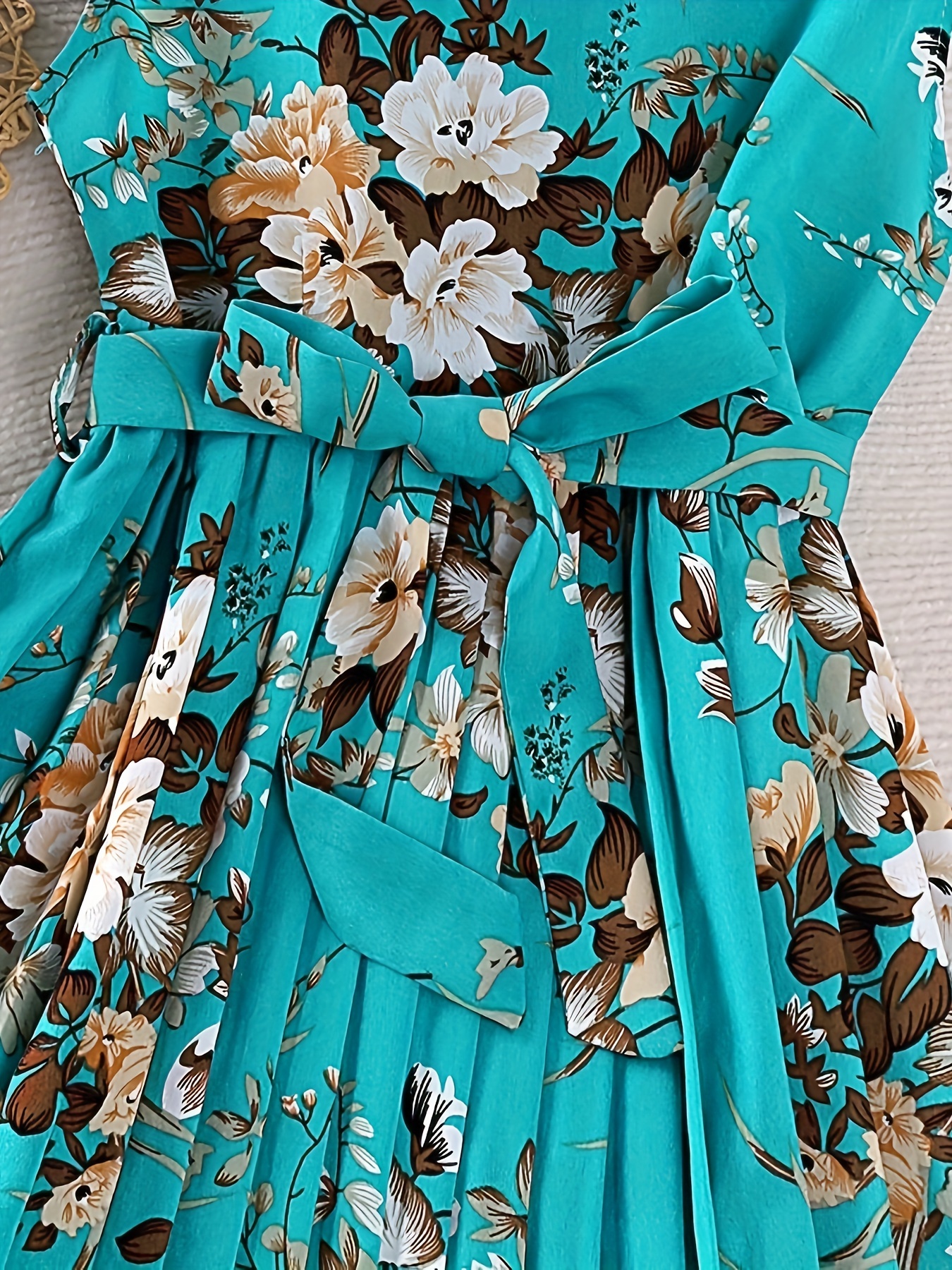 floral silk dress midi Blue Floral Silk Dress With Flower – Rodarte