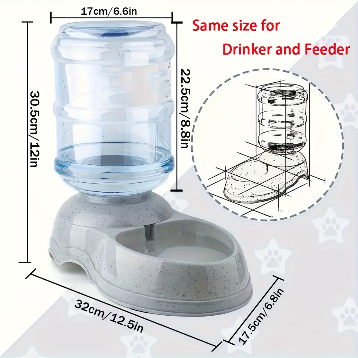 3.8L Extra Large Capacity Automatic Pet Feeder and Water Dispenser - Suitable for Small & Medium Pets, Gravity-Fed Dog Station, Durable PP Material, Without Battery, Dog Water Dispenser | Stylish Auto Dispenser | Durable Pp Material, Dog Waterer