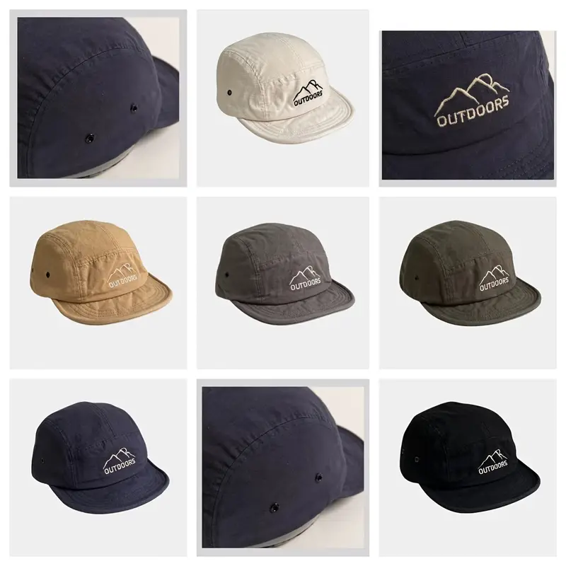 KCZAKA Short Brim Baseball Cap - 5 Panel Cotton Snapback Cap For Women & Men, Adjustable Sun Hat