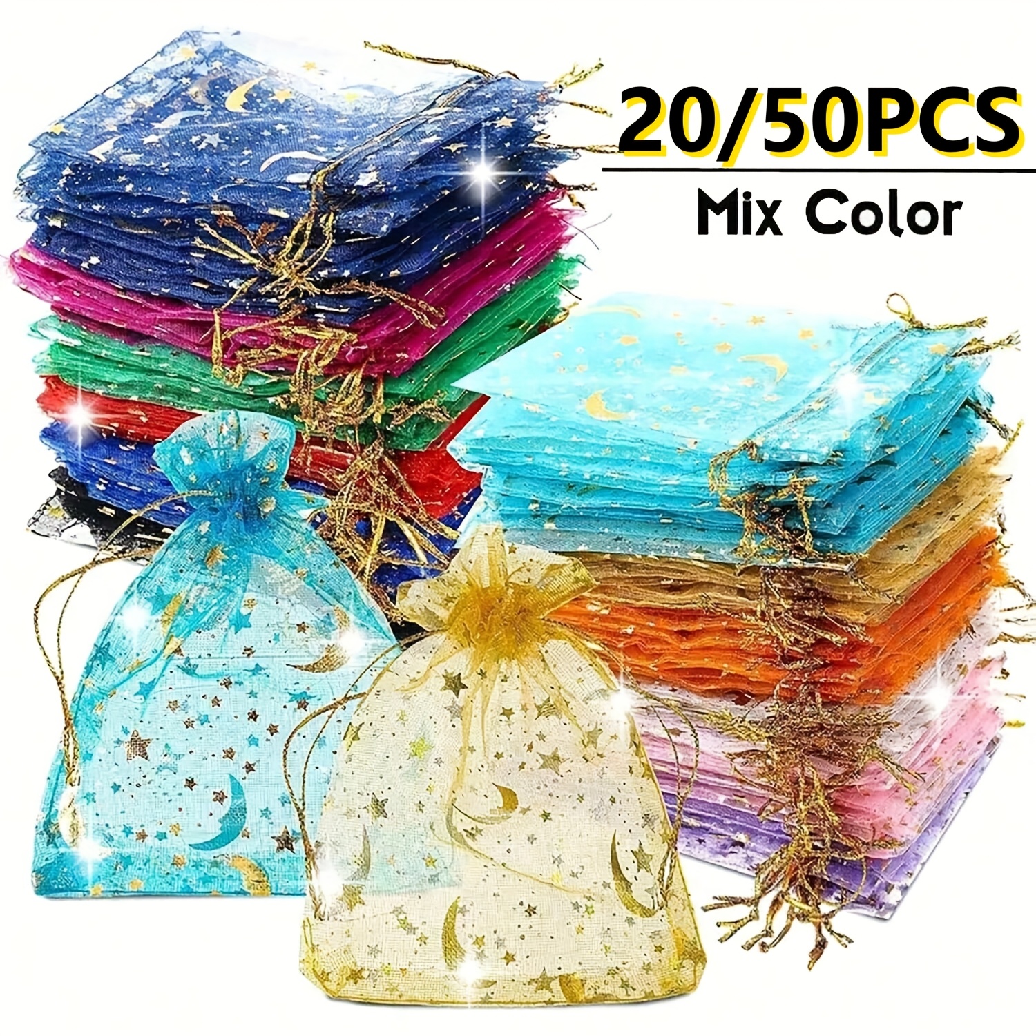 

20/50pcs Drawstring Organza Bags, Jewelry Gift Bag Pouch Favor Candy Bag, Wedding Party Supplies, Best Mother's Day Gift Favor Pouches For Valentine's Day Birthday Bags