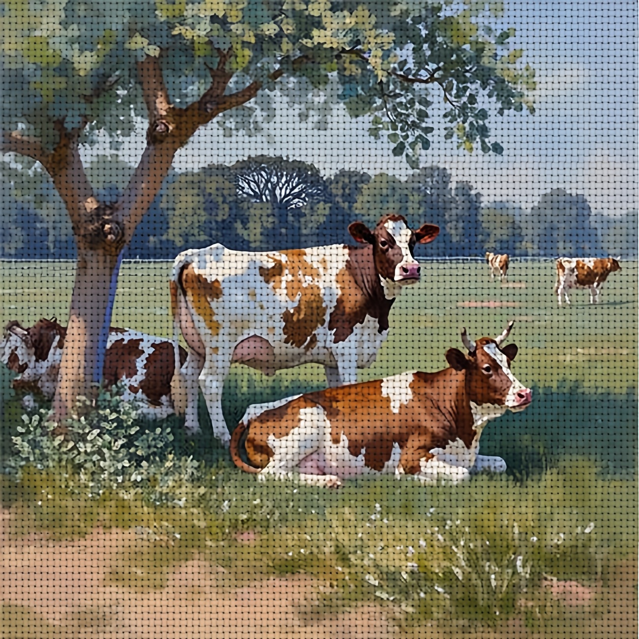 TEMU 1pc Printed - Kit, Frameless, " Cows " Pattern, Beginner's Relaxing Crafting, Experiencing From Leisure To Stress Relief To Sense Of , Exquisite