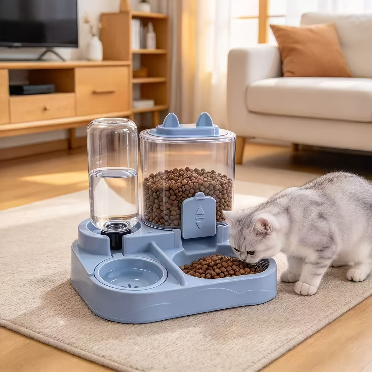 TEMU Nouveau distributeur compact 2-en-1 de et d'eau par gravité 2026, adapté aux chats et aux petits chiens - Design à double gamelle séparable pour