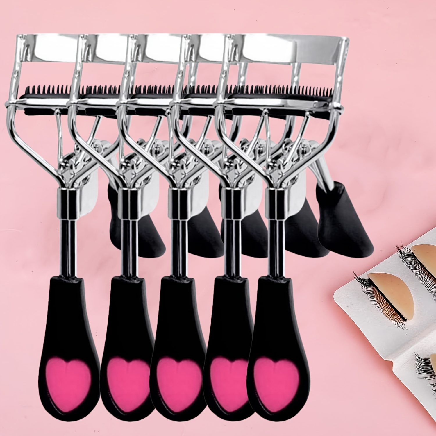TEMU 5pcs Eyelash Curlers With Comb, Rose Golden Eyelashes Curlers With Built In Comb, Lash Curler Makeup Tool For Women And Girls