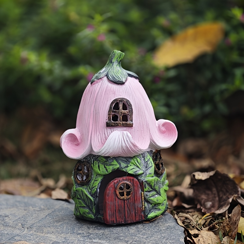 Image of 1pc Solar Flower Resin Statue Lamp, Mushroom Room, , Dwarf Garden Decoration, Garden Lamp, Suitable For Courtyard, Garden, Porch, Table Top, Exquisite Gift. Ip44