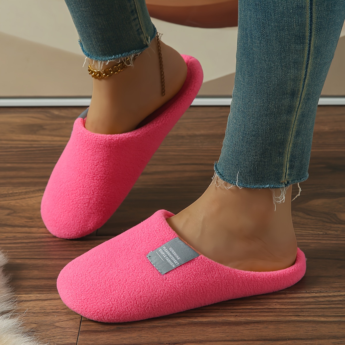 Image of Fashionable Silent Indoor Slippers, Slip-on Comfortable Spring Autumn Winter Wearable Slippers