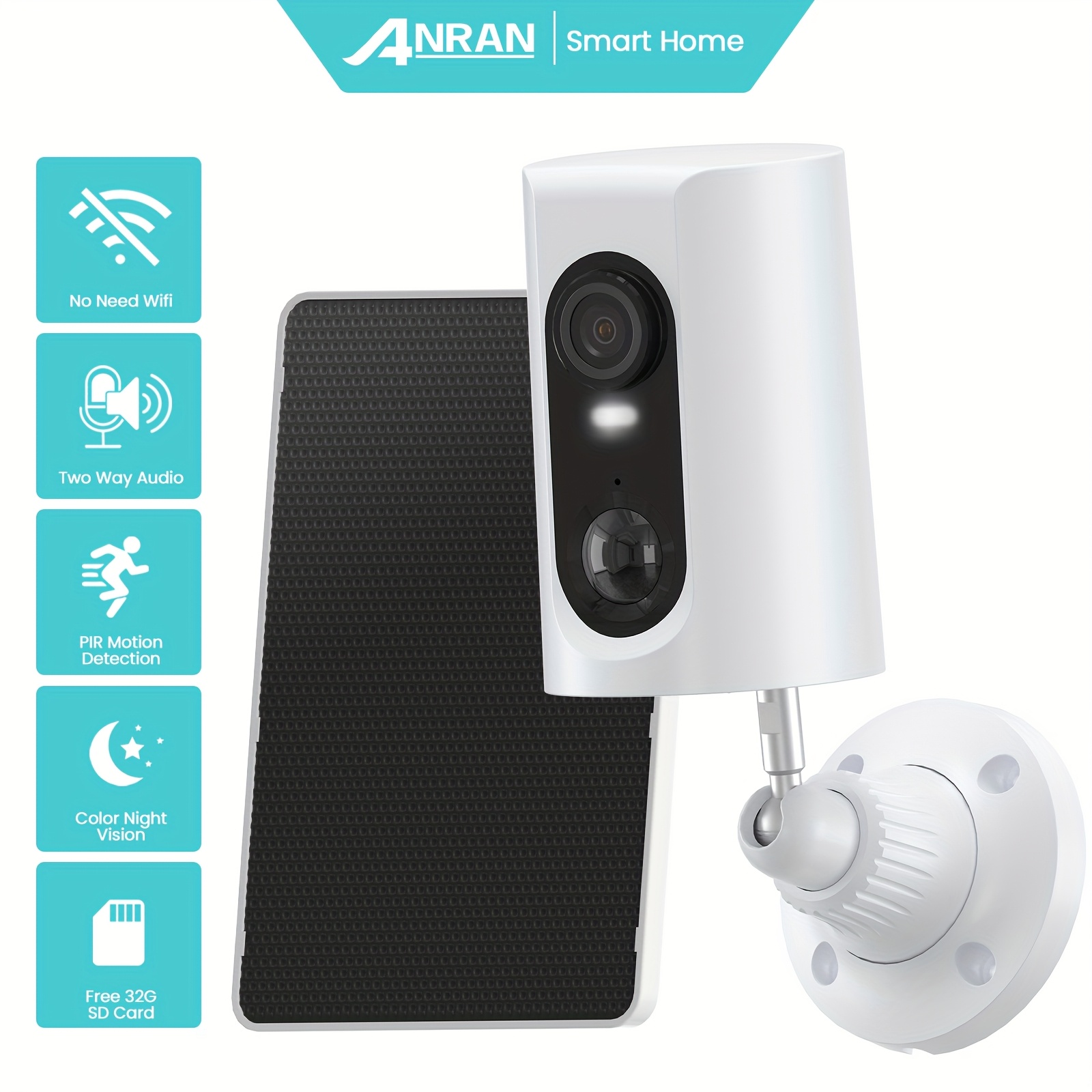 TEMU 1/2pcs 4g Lte Surveillance Cameras Wireless Security Cameras, Solar-powered Cameras, Pir Human Detection, Colour Night Vision, Suitable For Home