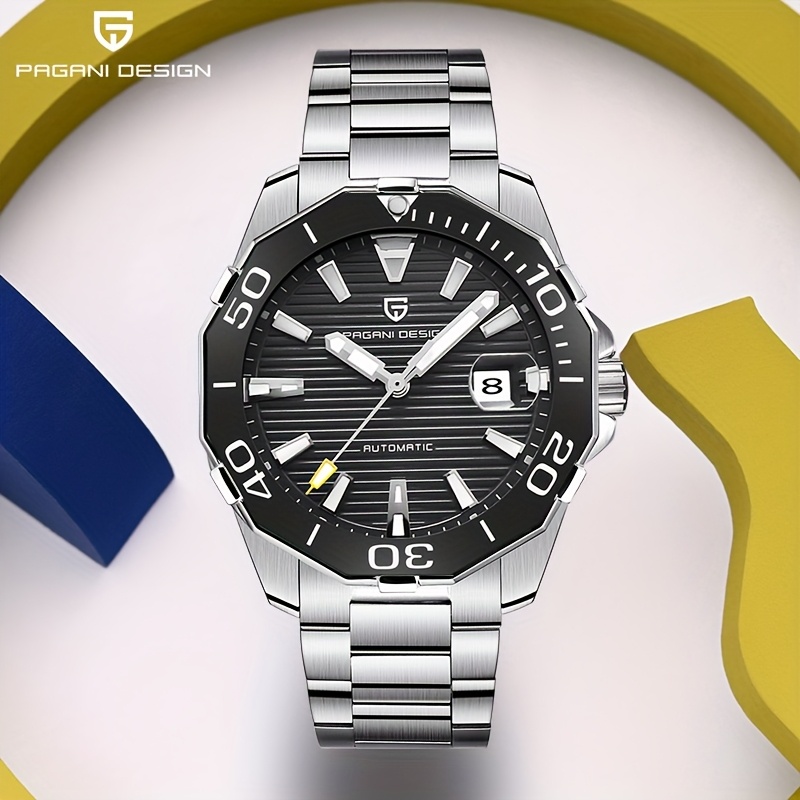 PAGANI DESIGN *'* Mechanical Watch with Calendar Stainless Steel Strap  Dial, Black Golden Accents, Elegant Design for Formal Events, - Main Image