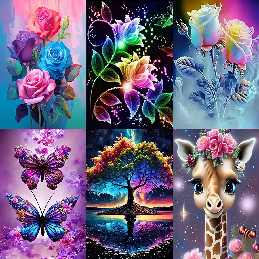 

bespoke Artistry" Diy 5d Diamond Painting Kit - Rose, Butterfly, Tree Of Life & Giraffe Designs | Round Diamonds On Canvas | Perfect For Home Art Decor (7.87" X 11.8")