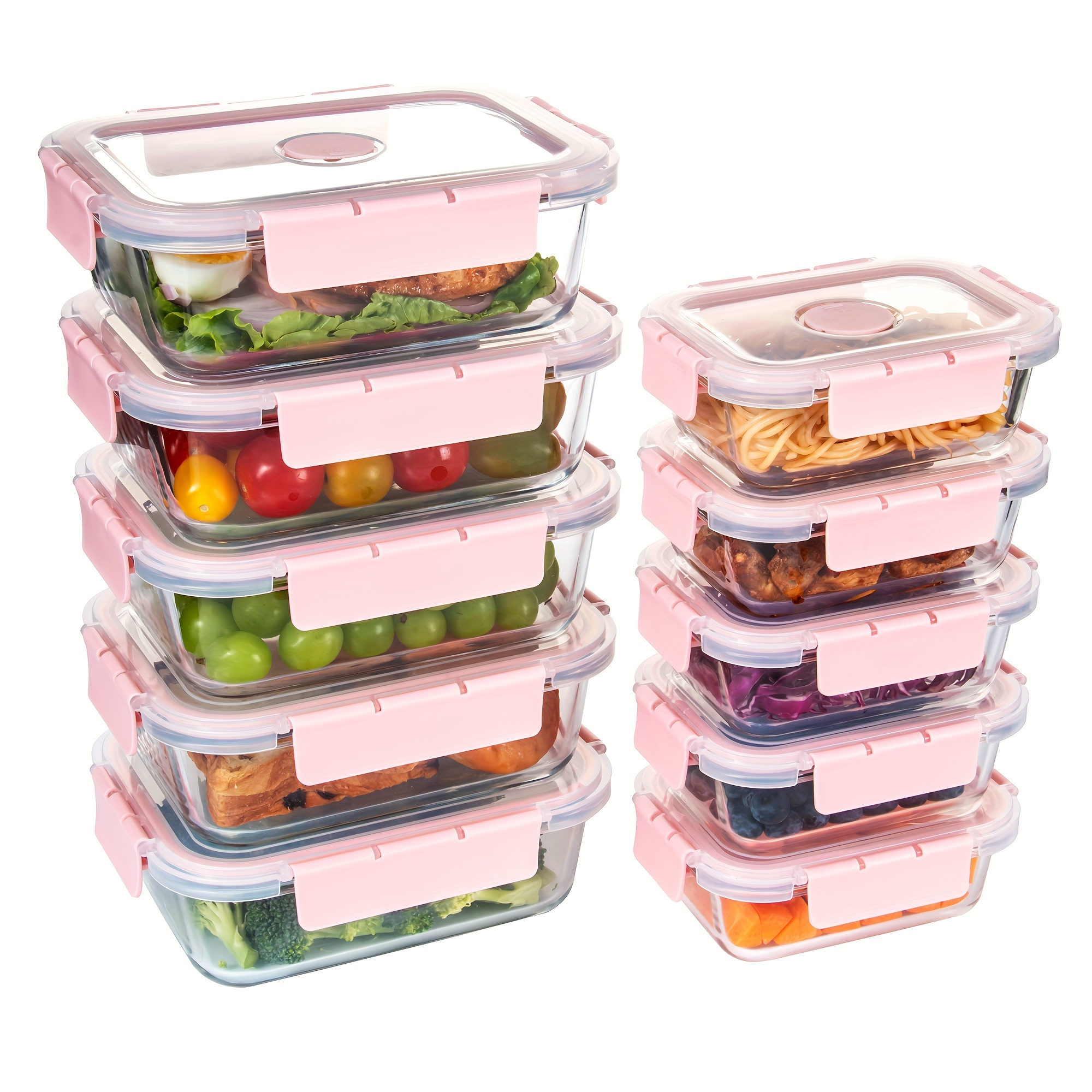 

[10-pack] High Borosilicate Glass Meal Prep Containers With Steam Vent, Food Storage Containers With Airtight Lids, For Home Kitchen Office Lunch Portion Control