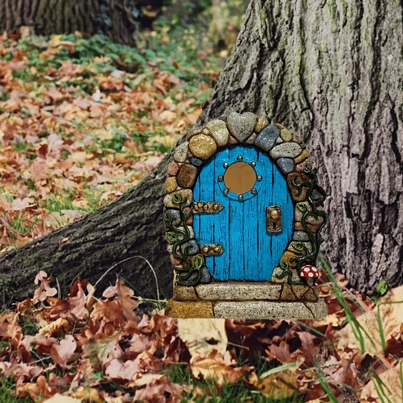 

unique" Enchanting Mini 3d Elf Fairy Tale Door - Charming Wooden Tree Decor For Gardens & Courtyards, Perfect For Home, Office, And Theme Parties