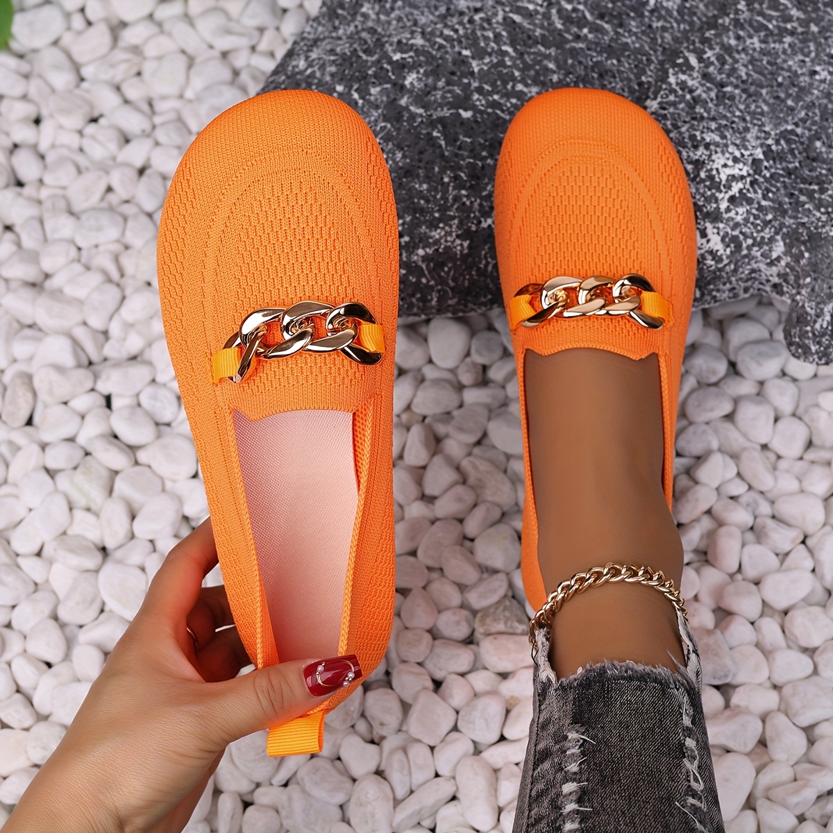 size womens flats breathable comfortable slip on shoes with sparkle detail round toe     for autumn spring details 13