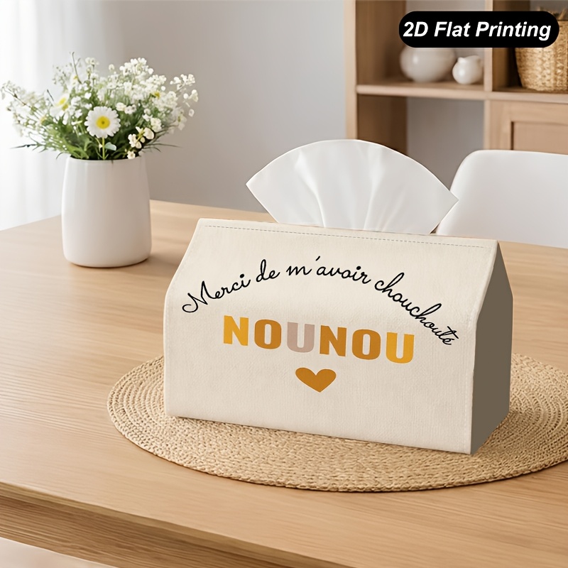 TEMU 1 boîte à mouchoirs décorative Nounou avec "Cœur Français", , , les cuisines, les de bain, boîte à mouchoirs en polyester pour un , accent