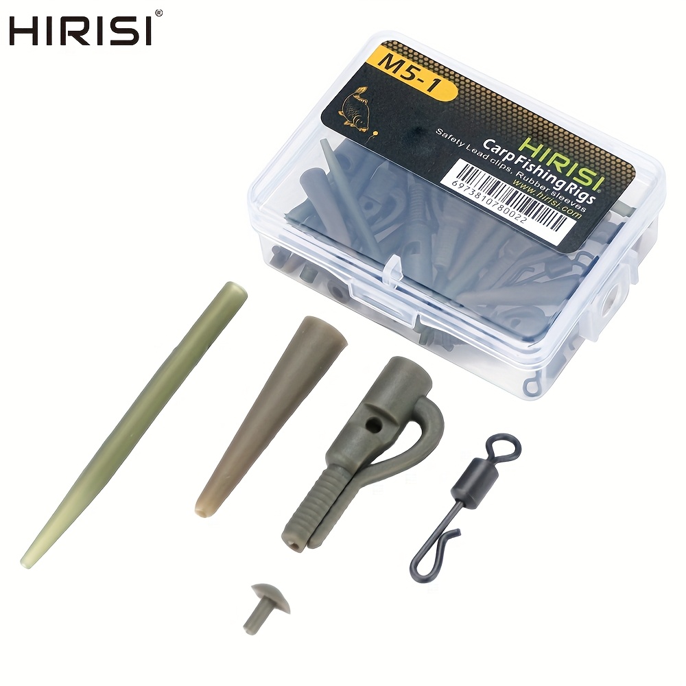 E-shop HIRISI Karpfenangel-Rigs mit Sicherheitsbleiklemmen & Gummimanschetten – 10 -Verhedder-Gummimanschetten, 10 Bleiklemmen, 10 Schwanzgummis 10