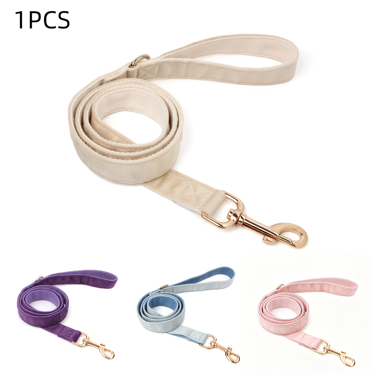 Solid-Color Velvet Dog Leash for Comfortable Outdoor Walks