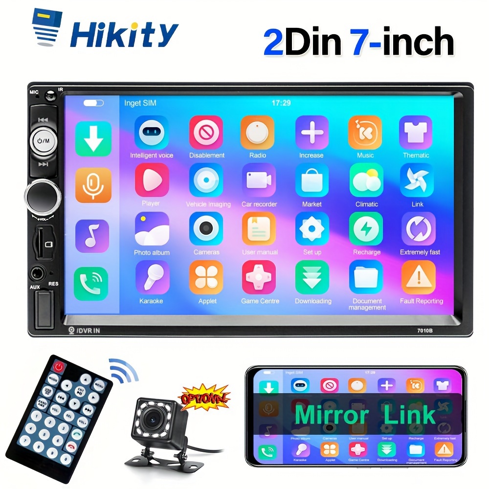 

Hikity 2 Din Car 7inch Hd Car Mp5 Touch Fm/usb/aux Rc Sd (optional)