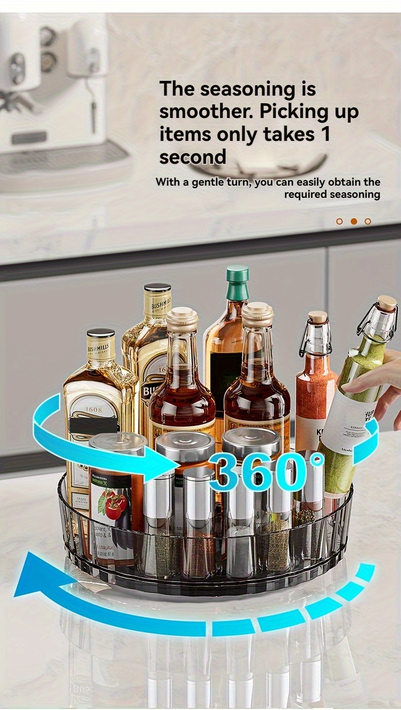 1pc light luxury rotating storage rack kitchen turntable transparent seasoning bottle spice rack living room desktop storage box details 6