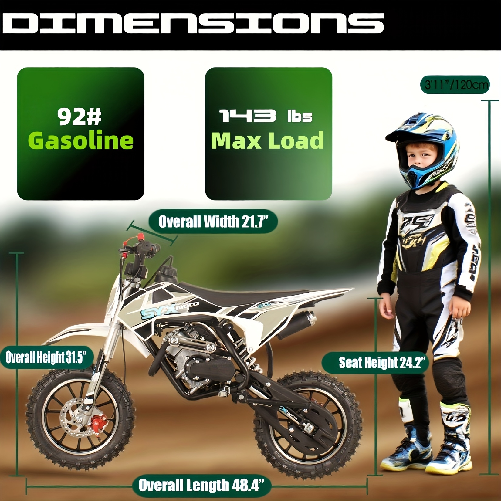 58cc dirt bike gas powered road mini bike pull - Temu