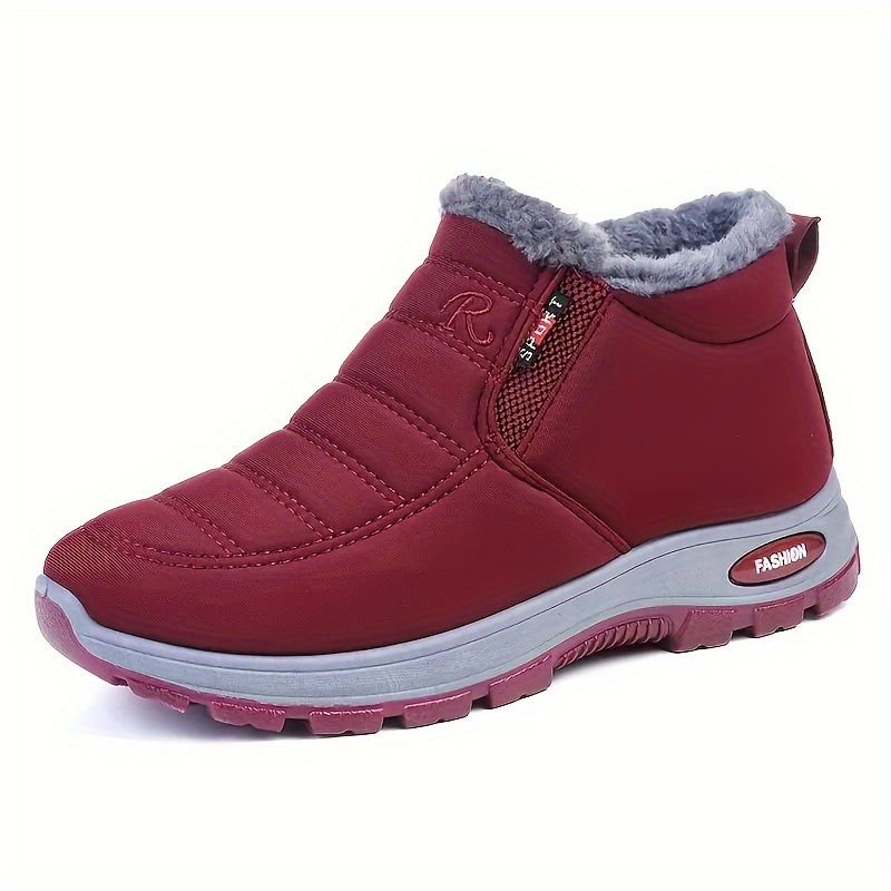 

Bottes de neige hivernales pour femmes avec doublure en tissu chaud, semelle en caoutchouc, semelle intérieure rembourrée, partie supérieure imperméable, courte bottine à lacets antidérapante