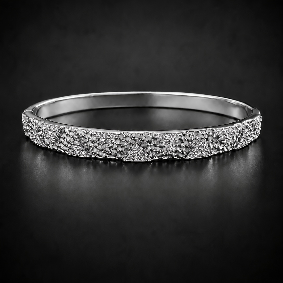 Women's Hammered Rhombus Bracelet, Vintage Cuff Design