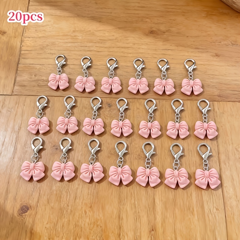 E-shop 20 Stück Rosa Schleife Schlüsselanhänger Großpackung - Elegante Hochzeitsgeschenke für Gäste Brautparty - Zinklegierung Metall Schlüsselring für