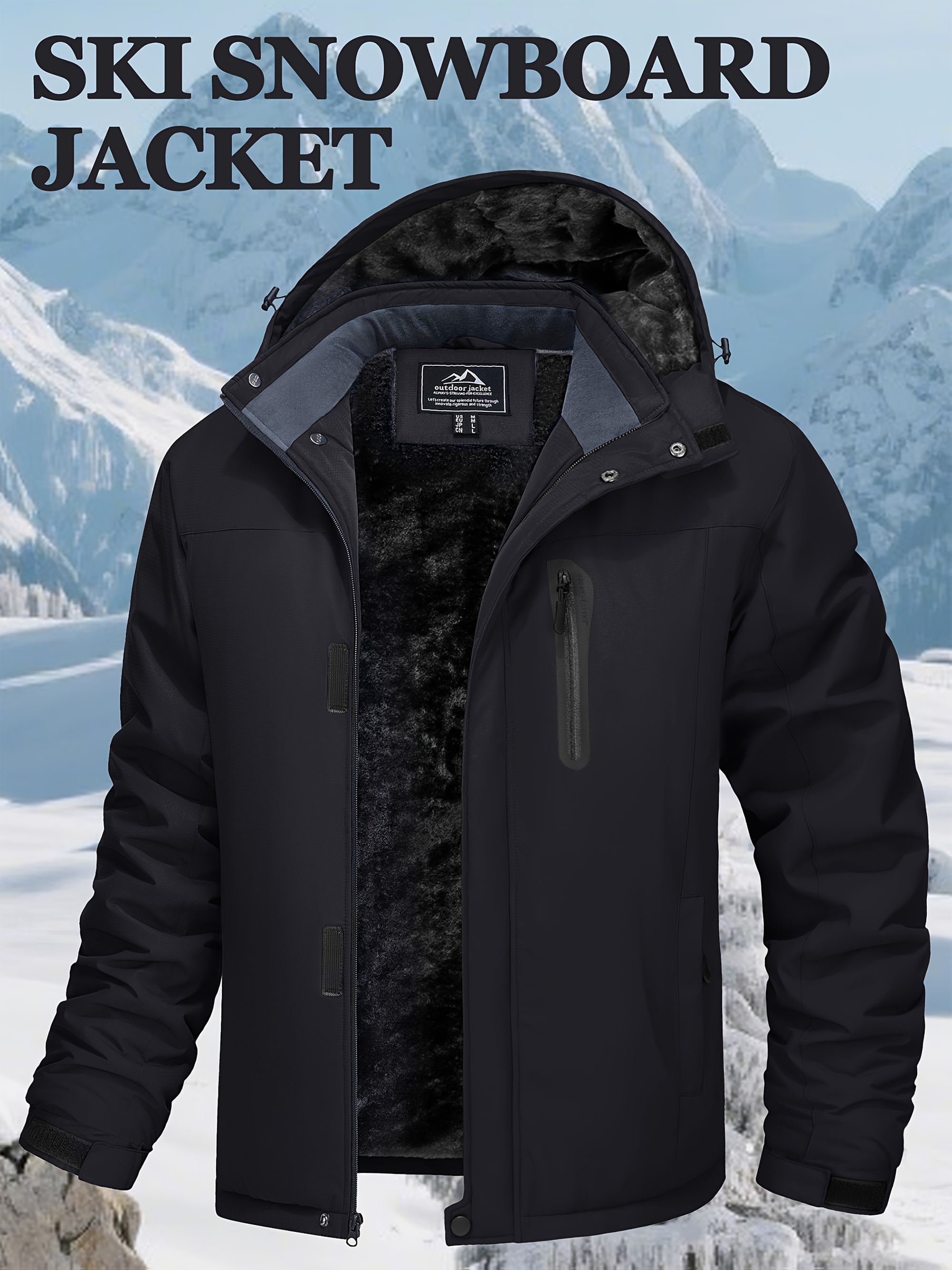Men's Windproof Fleece Lined Ski Snowboard Jacket