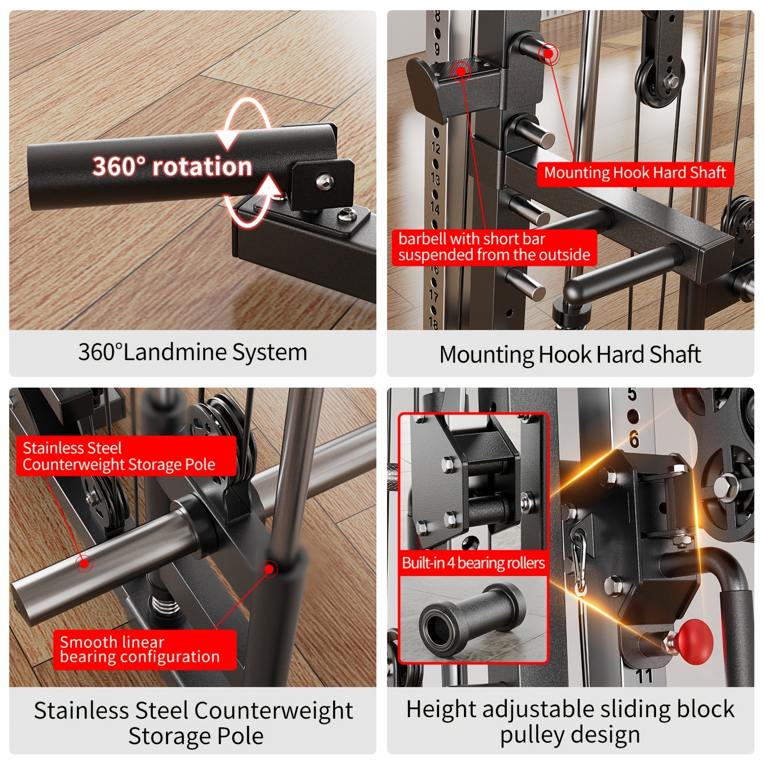 machine multi function squat rack   l05 with cable crossover system strength training equipment with   weight bench barbell weight set for home gym Product details 4