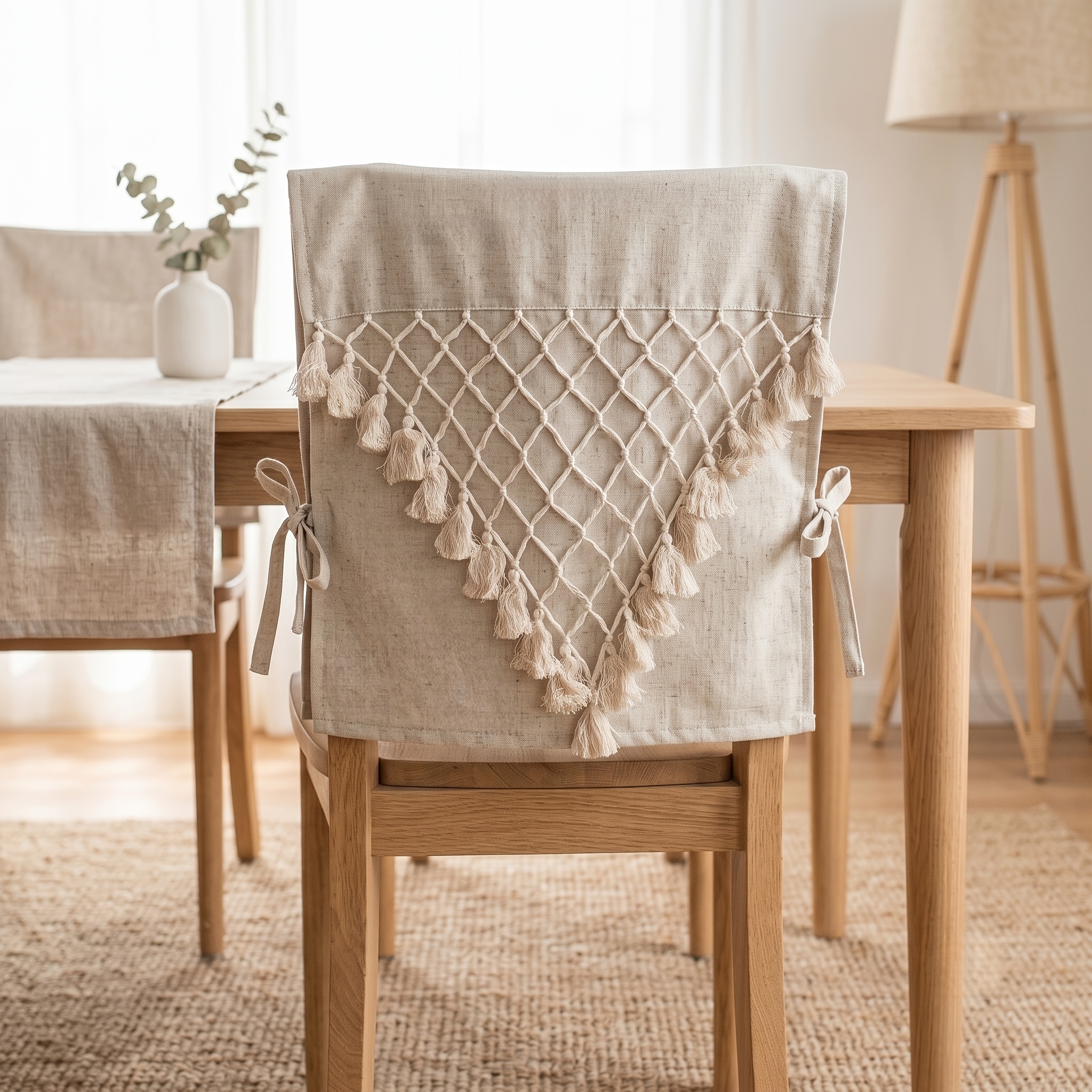 TEMU - para Respaldo de Silla Cottagecore, Protector de Respaldo para Comedor con Borlas de de Macramé, 1 pieza