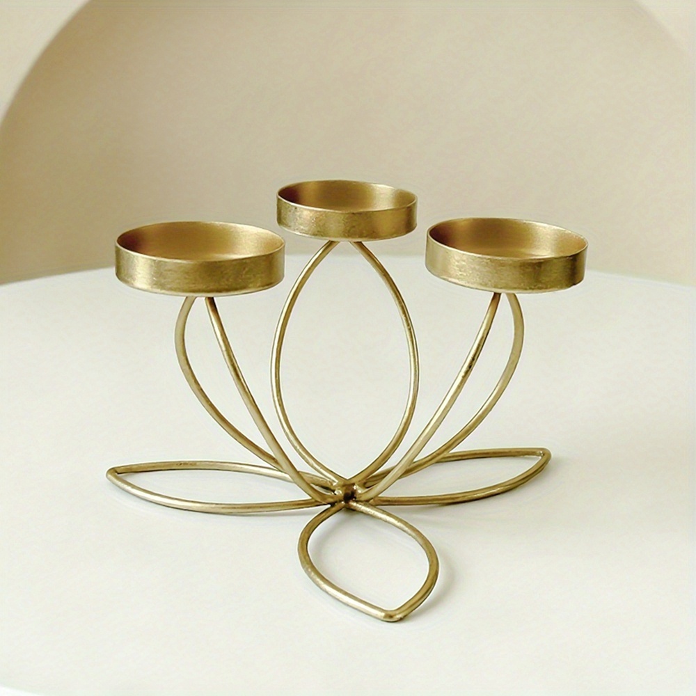 TEMU 1 Elegant Metal Candlestick - Exquisite Tabletop Centerpiece For Weddings, Banquets, And Home Decor - Durable Polished Metal Candlestick -
