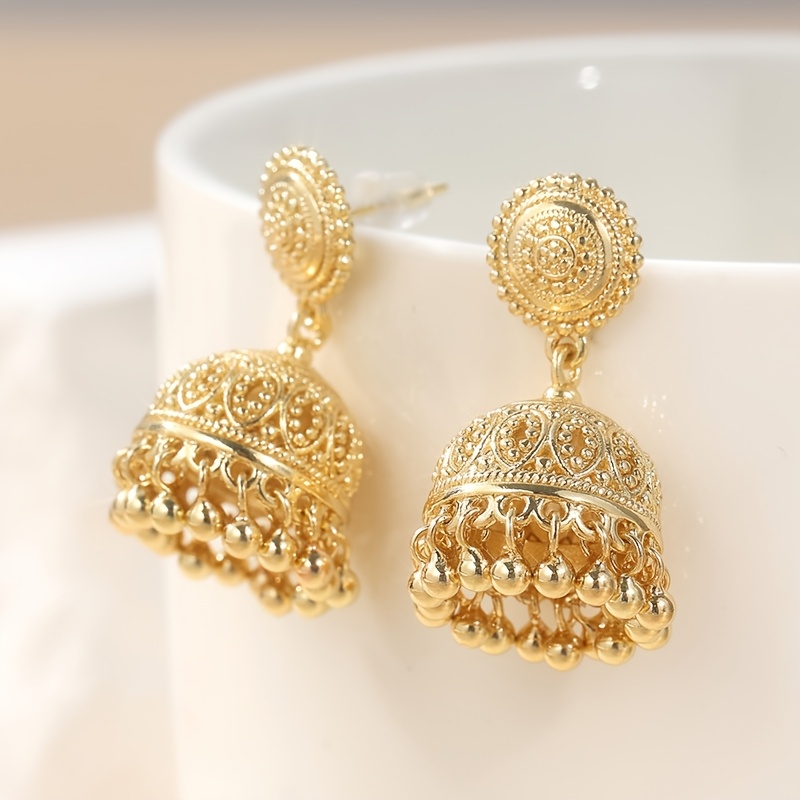 TEMU Vintage Brass Earrings Handmade Earrings Bohemian Style Earrings Bell Earrings Bead Earrings Pendant Earrings