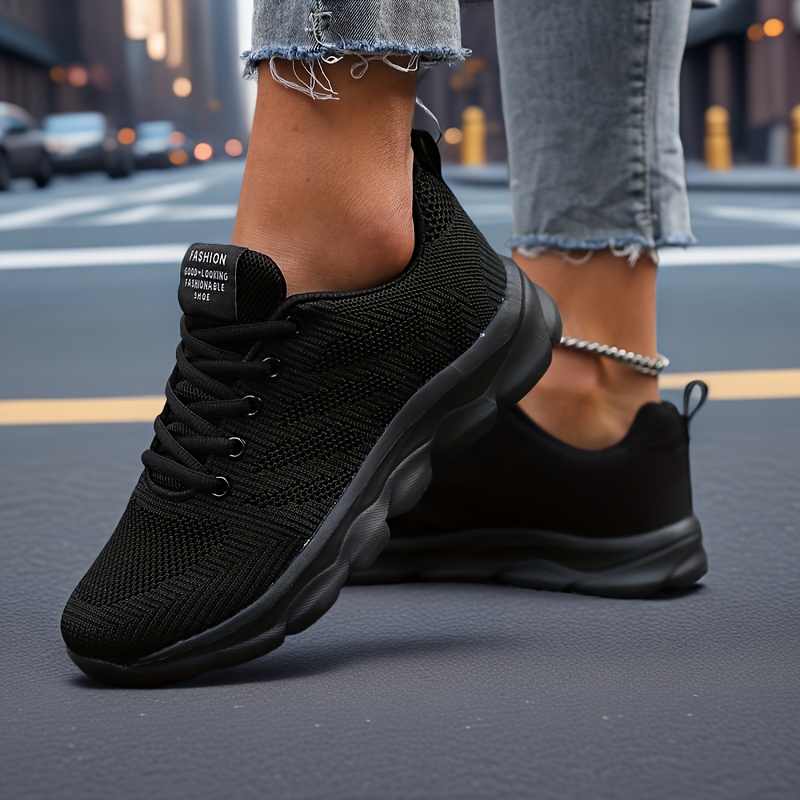Image of [sneakers] Women's Breathable Lightweight Shoe Upper Road Running Shoes, Lace-up Sweat-absorbent Comfortable Soft, Suitable For Commuting Outdoor Sports Indoor Fitness Running Shoes