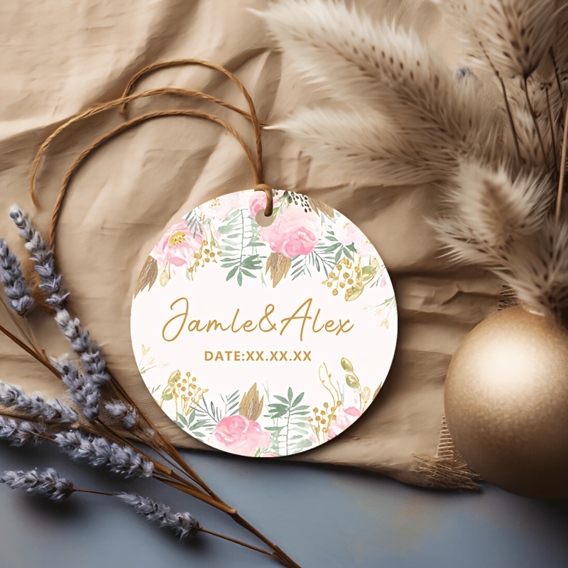 TEMU rosa elegante personalizzata con design , etichette per feste di matrimonio, materiale e resistente, adatta per di matrimonio, scatole regalo,