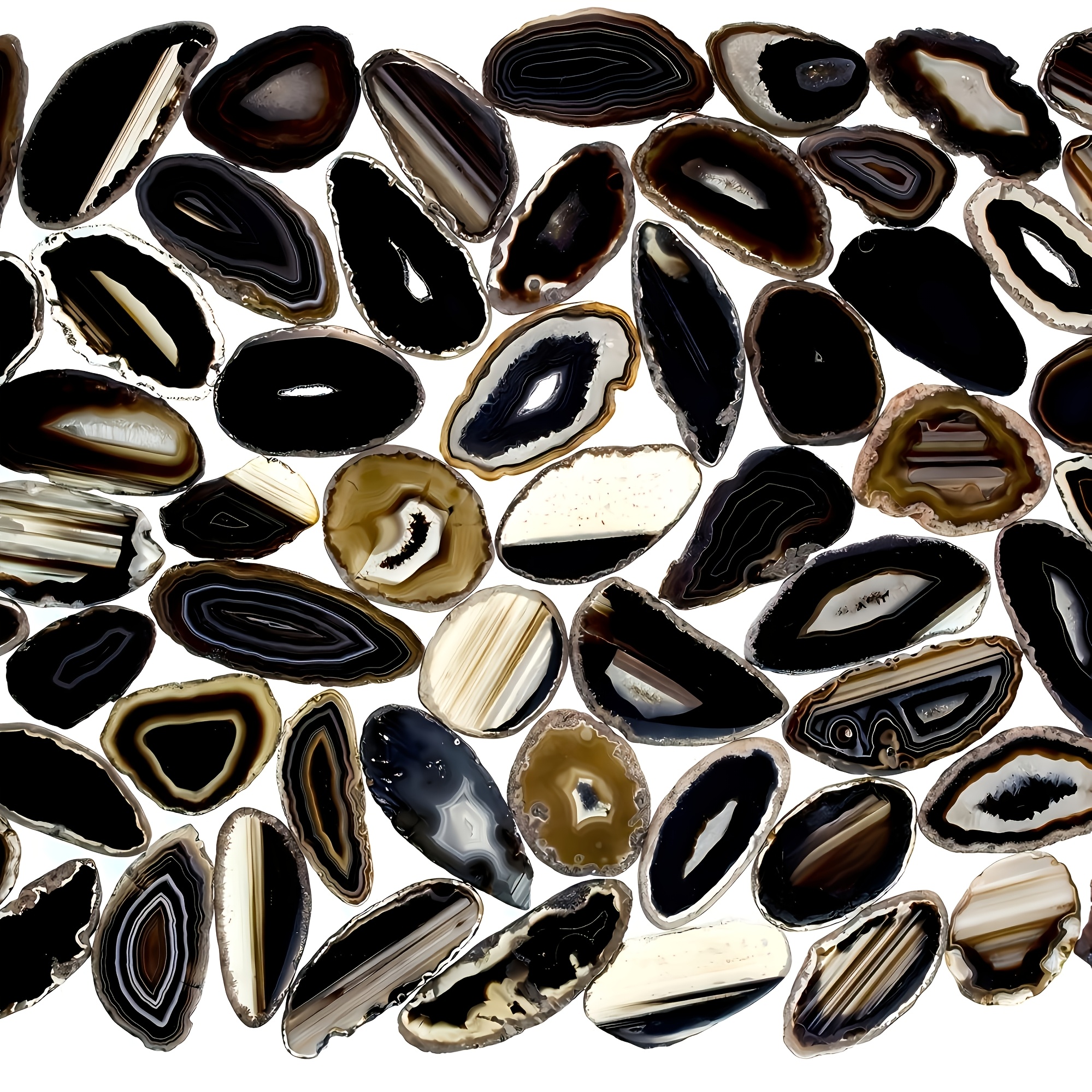 10/20pcs Large Black Agate Slices for Light Therapy & Decoration