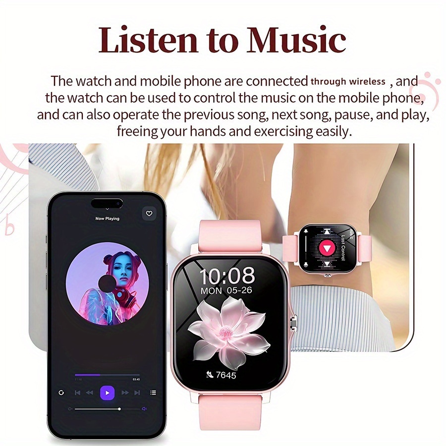 Montre Connectée 1,83 Pouces pour Femmes/Hommes, Plus de 100 Modes Sportifs, Compatible Android et IOS, Montre Légère, Écran Tactile Fluide, Bracelet en Silicone, Compagnon d'Exercice, Surveillance de la Santé/Notifications/Compteur de Pas/Calories/Activité, Appareil Connecté Moderne, Tracker