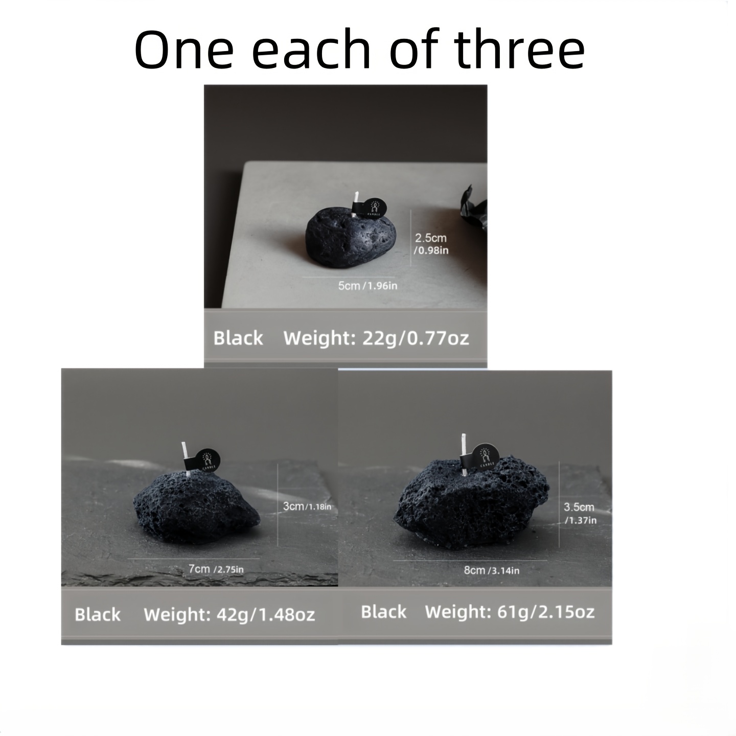 3pcs Meteorite Stone Candle Set, Decoration Gift For Boyfriend