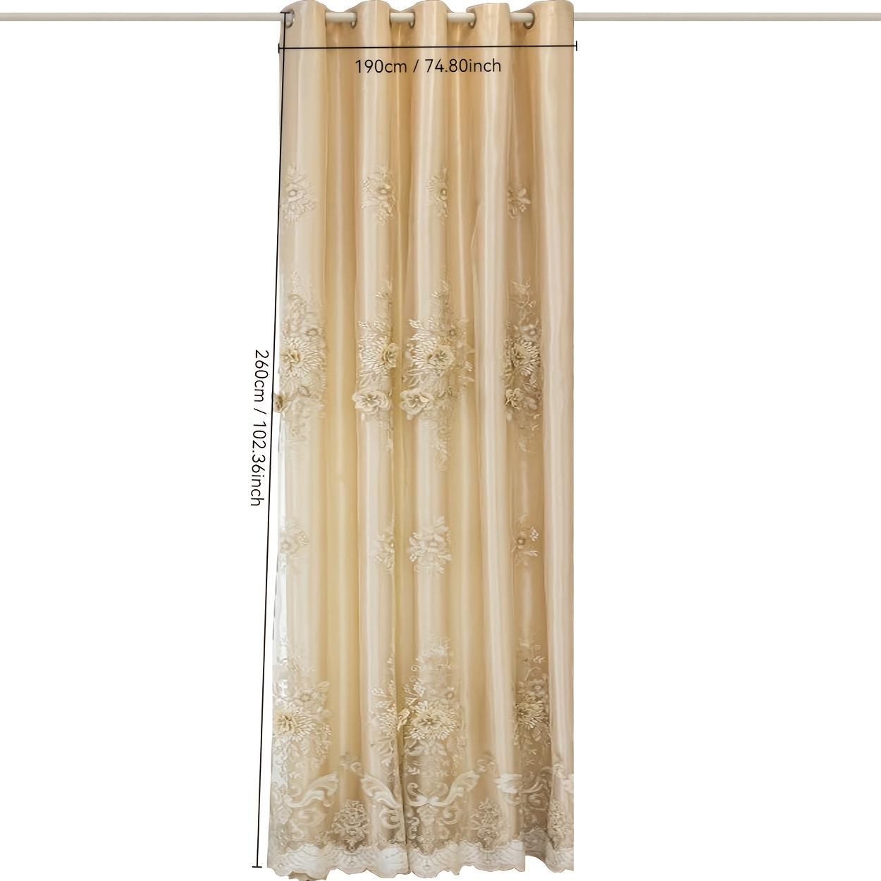 Image of 1pc (high-end Embroidered Double-layer Finished Curtain) Shading Curtain Is Suitable For French, American, Chinese, New Chinese And European Style Living Room, Bedroom, Balcony And Home Office.