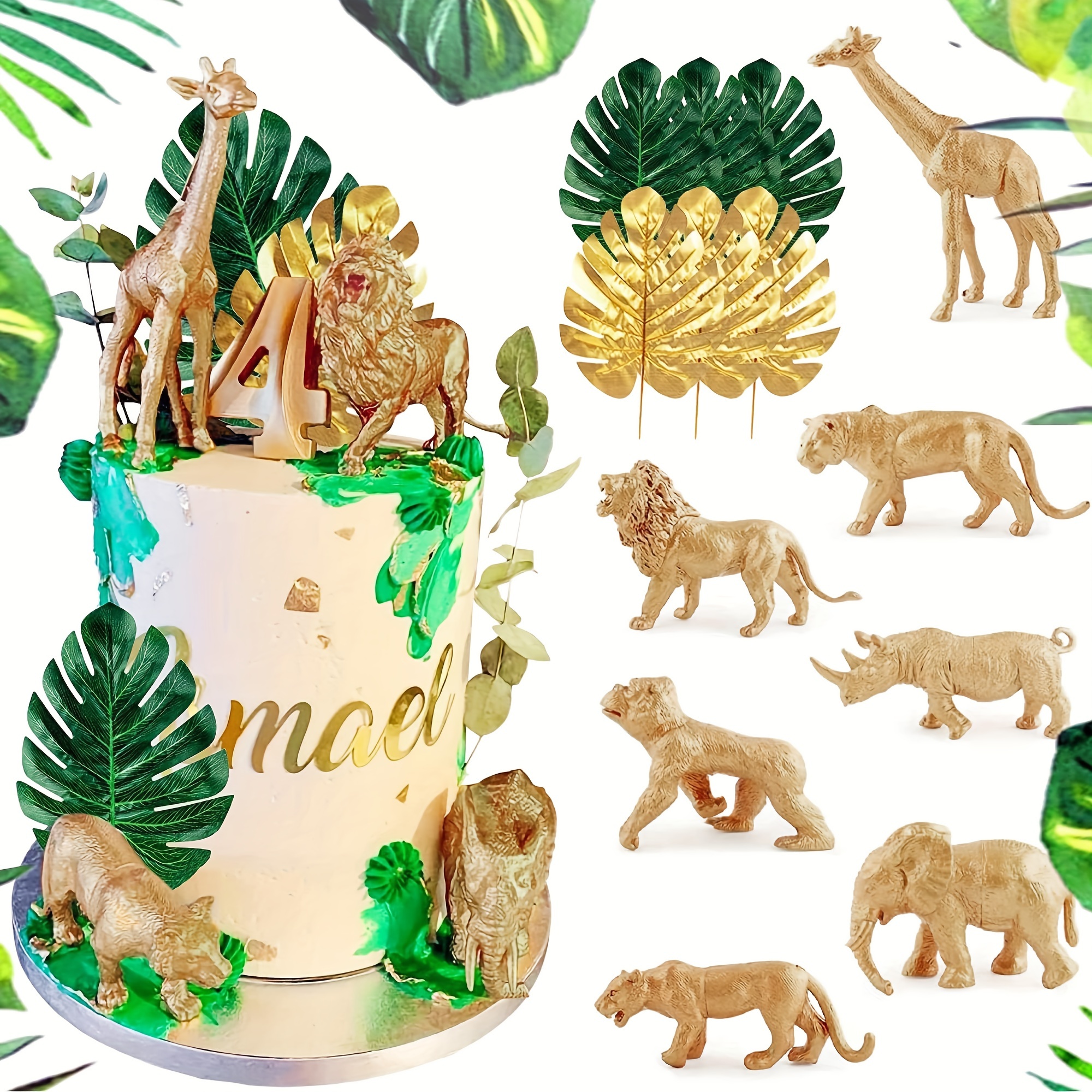 

Jungle Safari Animal Cake Toppers Set Of 13pcs - Plastic Birthday Cake Decoration Supplies, Universal Holiday Use, No Electricity Required, Featherless - Perfect For Any Occasion Cake Decor